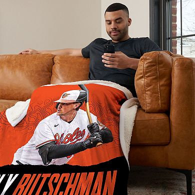 Baltimore Orioles Adley Rutschman Silk Touch Sherpa Throw Blanket
