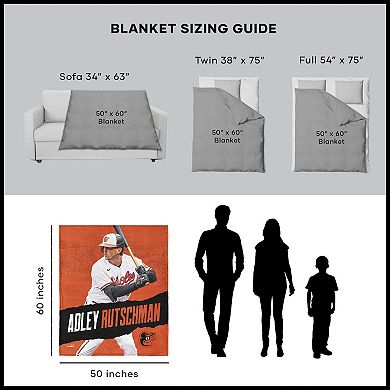 Baltimore Orioles Adley Rutschman Silk Touch Sherpa Throw Blanket