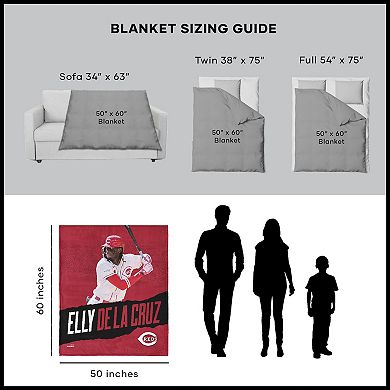 Cincinnati Reds Elly De La Cruz Silk Touch Sherpa Throw Blanket