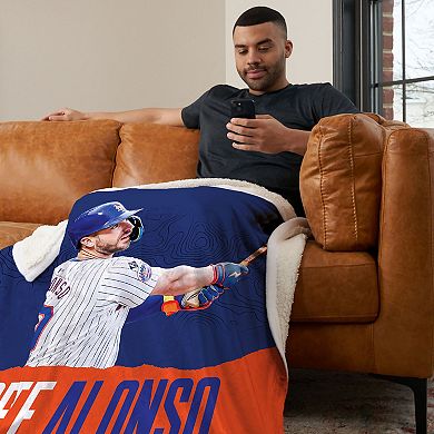 New York Mets Pete Alonso Silk Touch Sherpa Throw Blanket