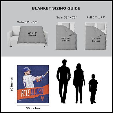 New York Mets Pete Alonso Silk Touch Sherpa Throw Blanket
