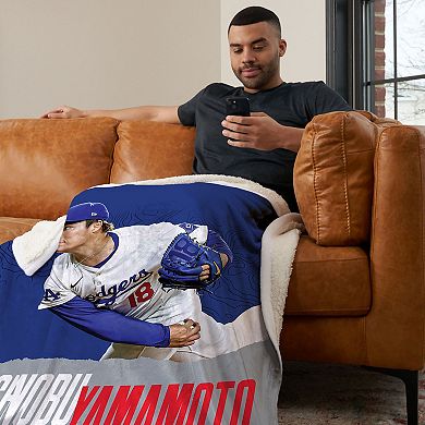 Los Angeles Dodgers Yoshinobu Yamamoto Silk Touch Sherpa Throw Blanket