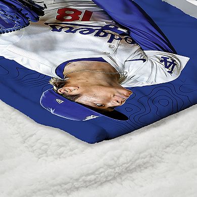 Los Angeles Dodgers Yoshinobu Yamamoto Silk Touch Sherpa Throw Blanket