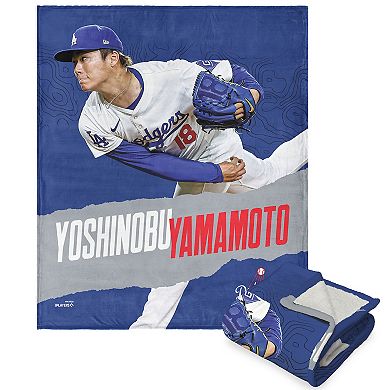 Los Angeles Dodgers Yoshinobu Yamamoto Silk Touch Sherpa Throw Blanket