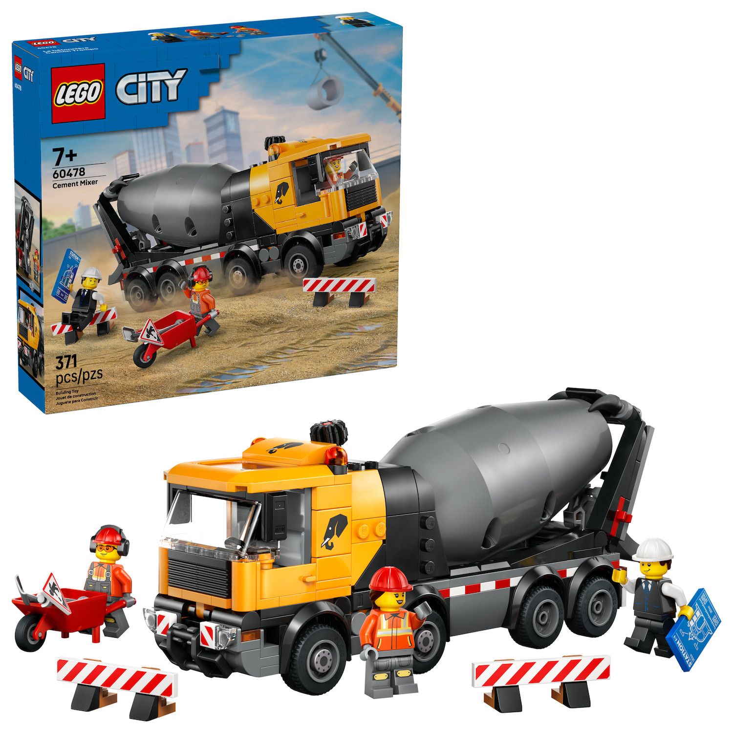 Детские конструкторы LEGO City Cement Mixer Truck 60478 Building Kit (371 Pieces)