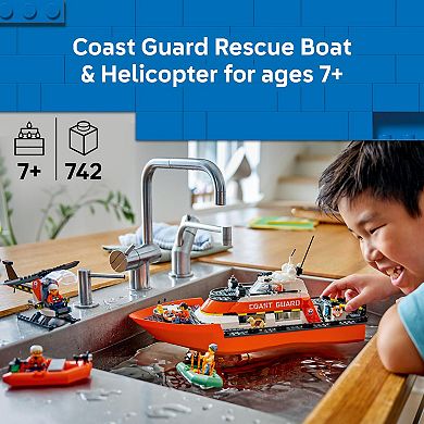 LEGO City Coast Guard Rescue Boat & Helicopter 60504 Building Kit (742 Pieces)