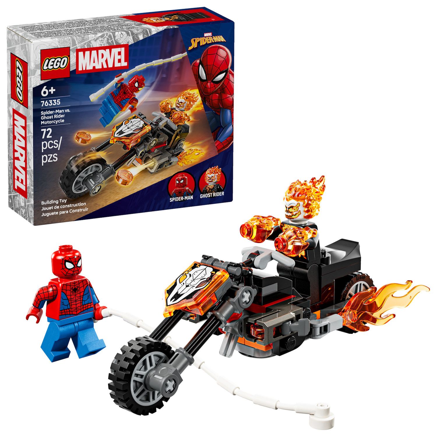Детские конструкторы LEGO Marvel Spider-Man vs. Ghost Rider Motorcycle 76335 Building Kit (72 Pieces)