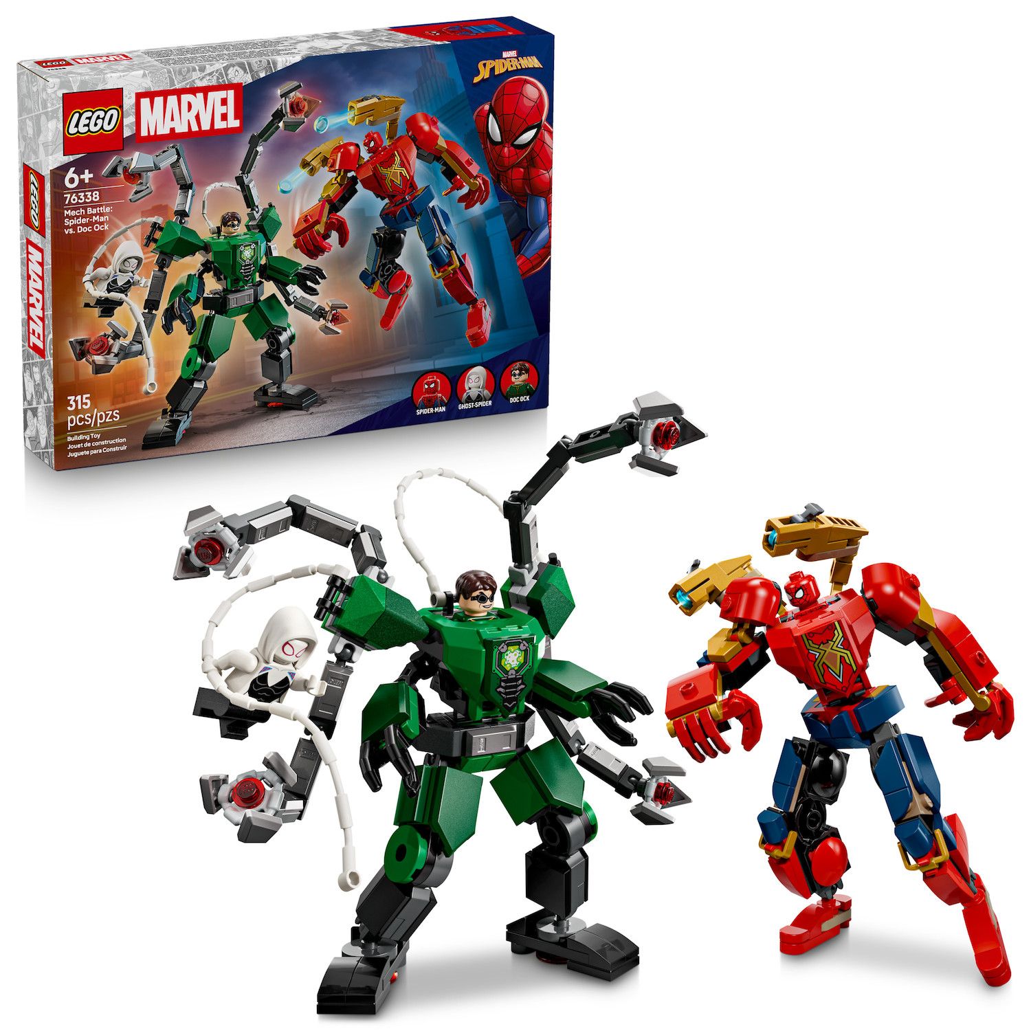 Детские конструкторы LEGO Marvel Mech Battle Spider-Man vs. Doc Ock 76338 Building Kit (315 Pieces)