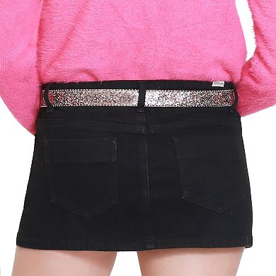 Juniors' madden girl Glitter Belted Mini Skirt