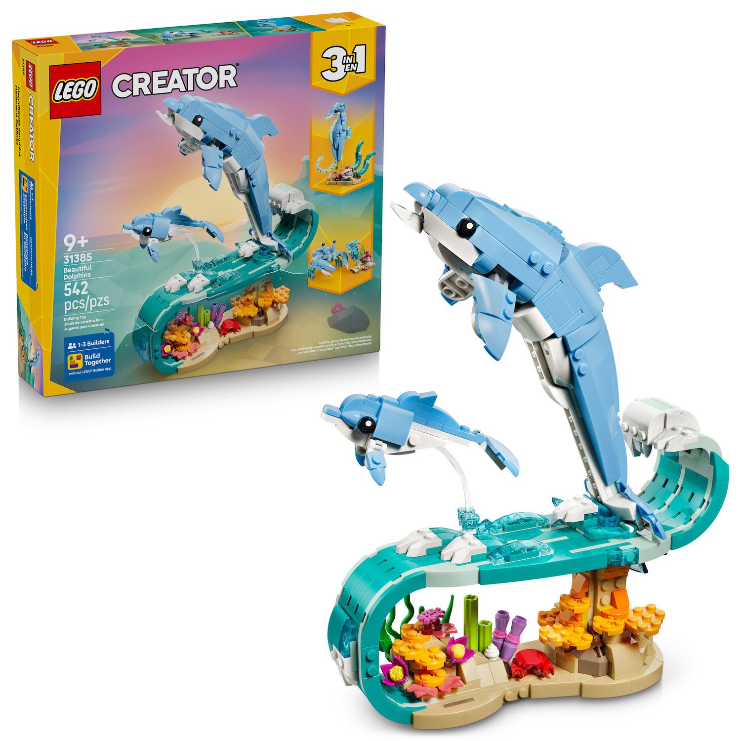 Детский конструктор LEGO Creator 3-in-1 Beautiful Dolphins 31385 Building Kit (542 Pieces) — фото 1
