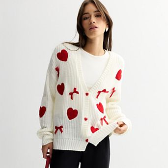 Women's FOREVER & EVER Long Sleeve Heart Button Cardigan