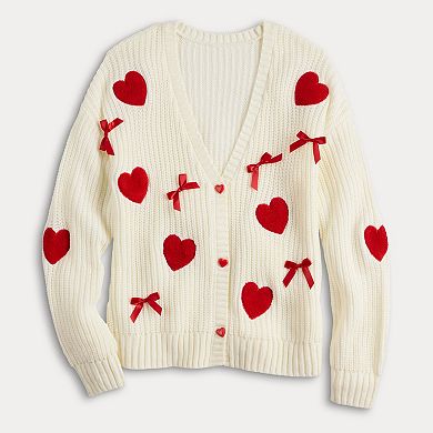 Women's FOREVER & EVER Long Sleeve Heart Button Cardigan