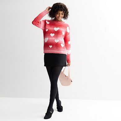 Juniors' FOREVER & EVER Long Sleeve Heart Pullover Sweater