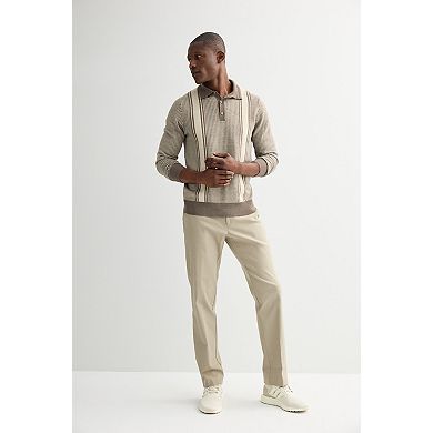Men's Apt. 9® Long Sleeve Patterned Stripe Sweater Polo