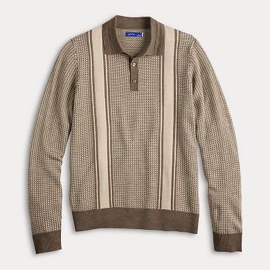 Men's Apt. 9® Long Sleeve Patterned Stripe Sweater Polo