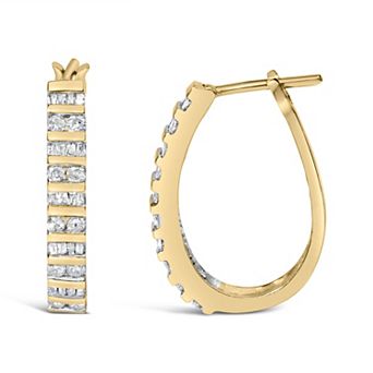 Haus of Brilliance 10k Gold 1 Carat T.W. Diamond Hoop Earrings