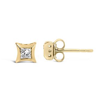 Haus of Brilliance 10k Gold 1/5 Carat T.W. Invisible Princess-Cut Diamond Stud Earrings