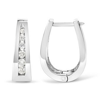Haus of Brilliance 14k Gold 1/4 Carat T.W. Channel-Set Diamond Hoop Earrings