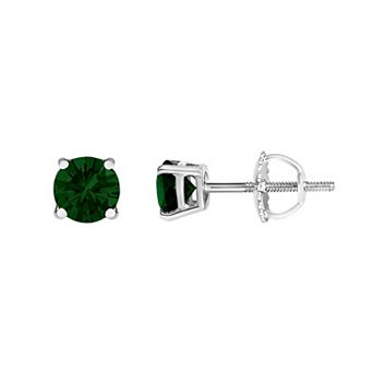 Haus of Brilliance 14k Gold 1 Carat T.W. Lab-Grown Green Diamond Classic Solitaire Stud Earrings
