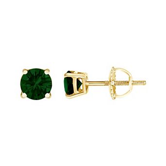 Haus of Brilliance 14k Gold 1 1/2 Carat T.W. Lab-Grown Green Diamond Classic Stud Earrings