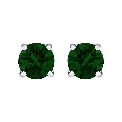 Haus of Brilliance 14k Gold 2 Carat T.W. Lab-Grown Green Diamond Classic Solitaire Stud Earrings