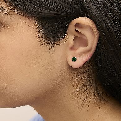 Haus of Brilliance 14k Gold 2 Carat T.W. Lab-Grown Green Diamond Classic Solitaire Stud Earrings
