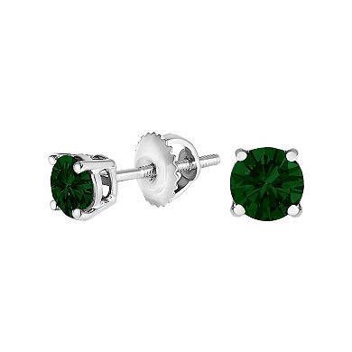 Haus of Brilliance 14k Gold 2 Carat T.W. Lab-Grown Green Diamond Classic Solitaire Stud Earrings