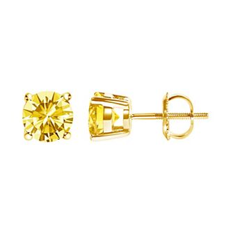 Haus of Brilliance 14k Gold 2 Carat T.W. Lab-Grown Yellow Diamond Stud Earrings