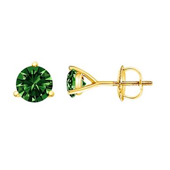 Haus of Brilliance 14k Gold 1 Carat T.W. Lab-Grown Green Diamond Stud Earrings