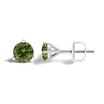 Haus of Brilliance 14k Gold 1 Carat T.W. Lab-Grown Green Diamond Stud Earrings