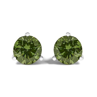 Haus of Brilliance 14k Gold 1 Carat T.W. Lab-Grown Green Diamond Stud Earrings