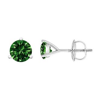 Haus of Brilliance 14k Gold 1 1/2 Carat T.W. Lab-Grown Green Diamond Stud Earrings