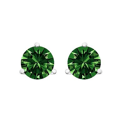 Haus of Brilliance 14k Gold 1 1/2 Carat T.W. Lab-Grown Green Diamond Stud Earrings