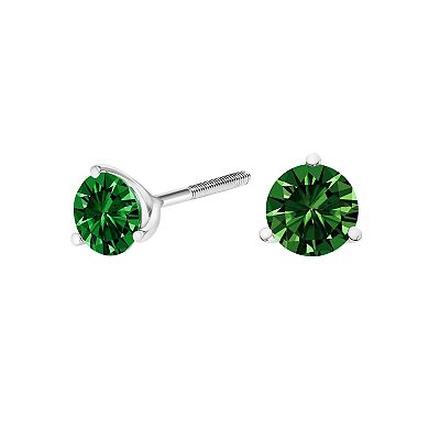 Haus of Brilliance 14k Gold 1 1/2 Carat T.W. Lab-Grown Green Diamond Stud Earrings
