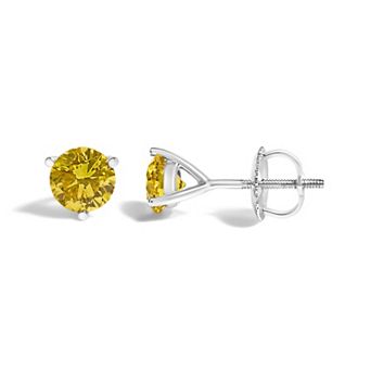 Haus of Brilliance 14k Gold 1/2 Carat T.W. Lab-Grown Yellow Diamond Stud Earrings
