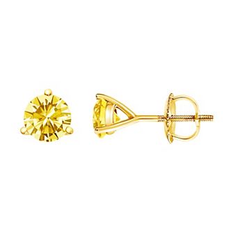 Haus of Brilliance 1 1/2 Carat T.W. Lab-Grown Yellow Diamond Stud Earrings