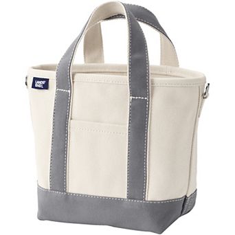 Lands' End Small 3 Pocket Open Top Canvas Tote Bag