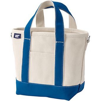 Lands' End Small 3 Pocket Open Top Canvas Tote Bag