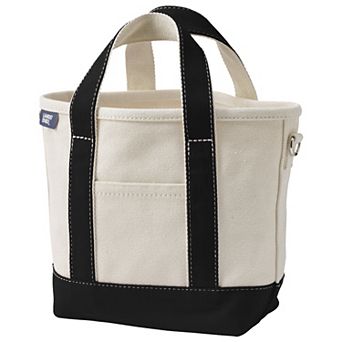 Lands' End Small 3 Pocket Open Top Canvas Tote Bag