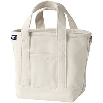 Lands' End Small 3 Pocket Open Top Canvas Tote Bag