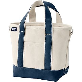Lands' End Small 3 Pocket Open Top Canvas Tote Bag