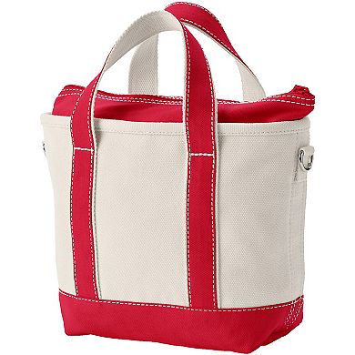 Lands' End Small 3 Pocket Zip Top Canvas Tote Bag