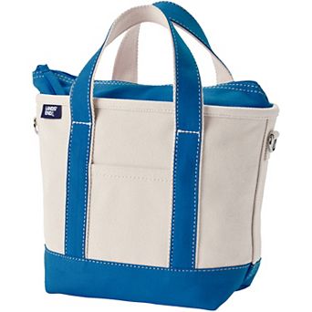 Lands' End Small 3 Pocket Zip Top Canvas Tote Bag