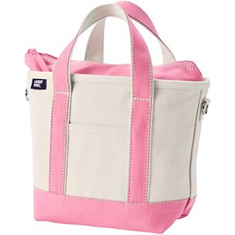 Lands' End Small 3 Pocket Zip Top Canvas Tote Bag