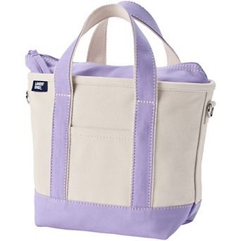Lands' End Small 3 Pocket Zip Top Canvas Tote Bag