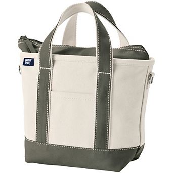 Lands' End Small 3 Pocket Zip Top Canvas Tote Bag