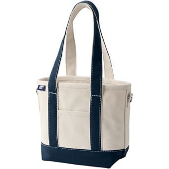 Lands' End 3 Pocket Open Top Canvas Tote Bag