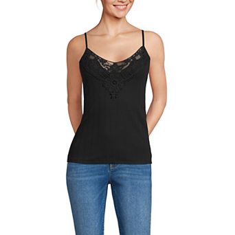 Women's Lands' End Variegated Rib Lace Applique Cami