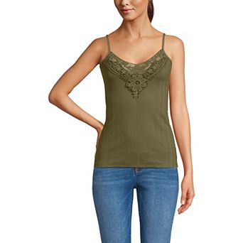 Women's Lands' End Variegated Rib Lace Applique Cami