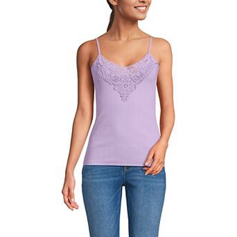 Women's Lands' End Variegated Rib Lace Applique Cami